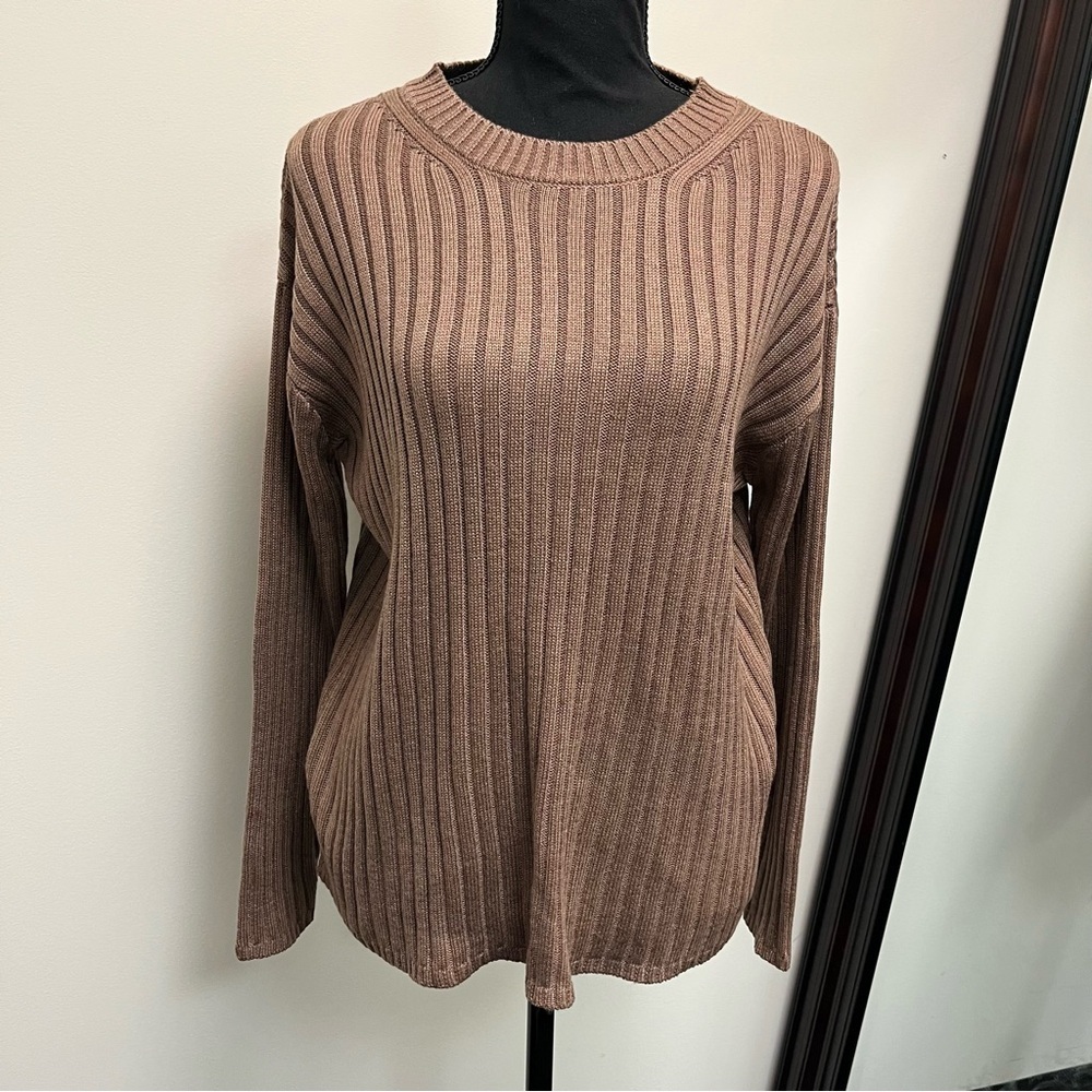 Jessica Simpson Brown Ribbed Crew Neck Sweater